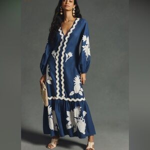 COPY - Farm Rio Flounce Embroidered Maxi Dress